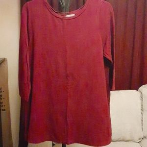 Women's 3/4" sleeve, burgundy Elaine Rose shirt ❤